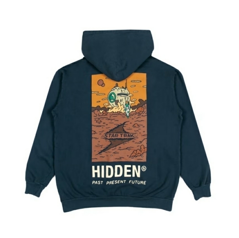Hidden New York x Star Trak Landing Black Hoodie Size Large